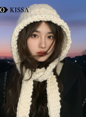 巴拉克拉法帽女编织针织毛线帽子