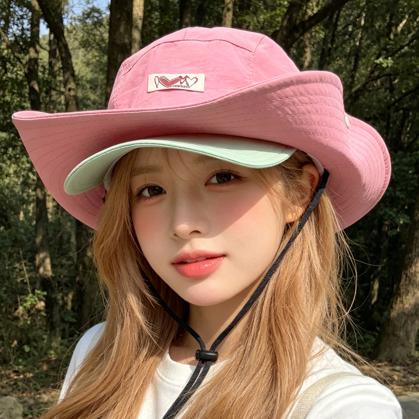 多巴胺拼色大檐防晒渔夫帽女