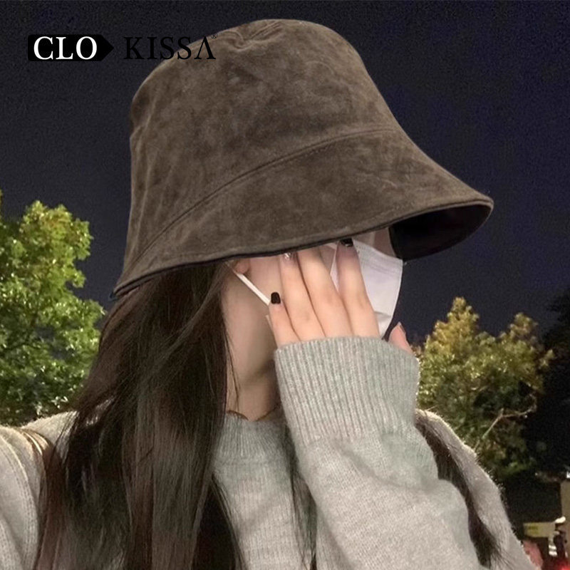 翻毛皮渔夫帽女夏季大头围水桶帽