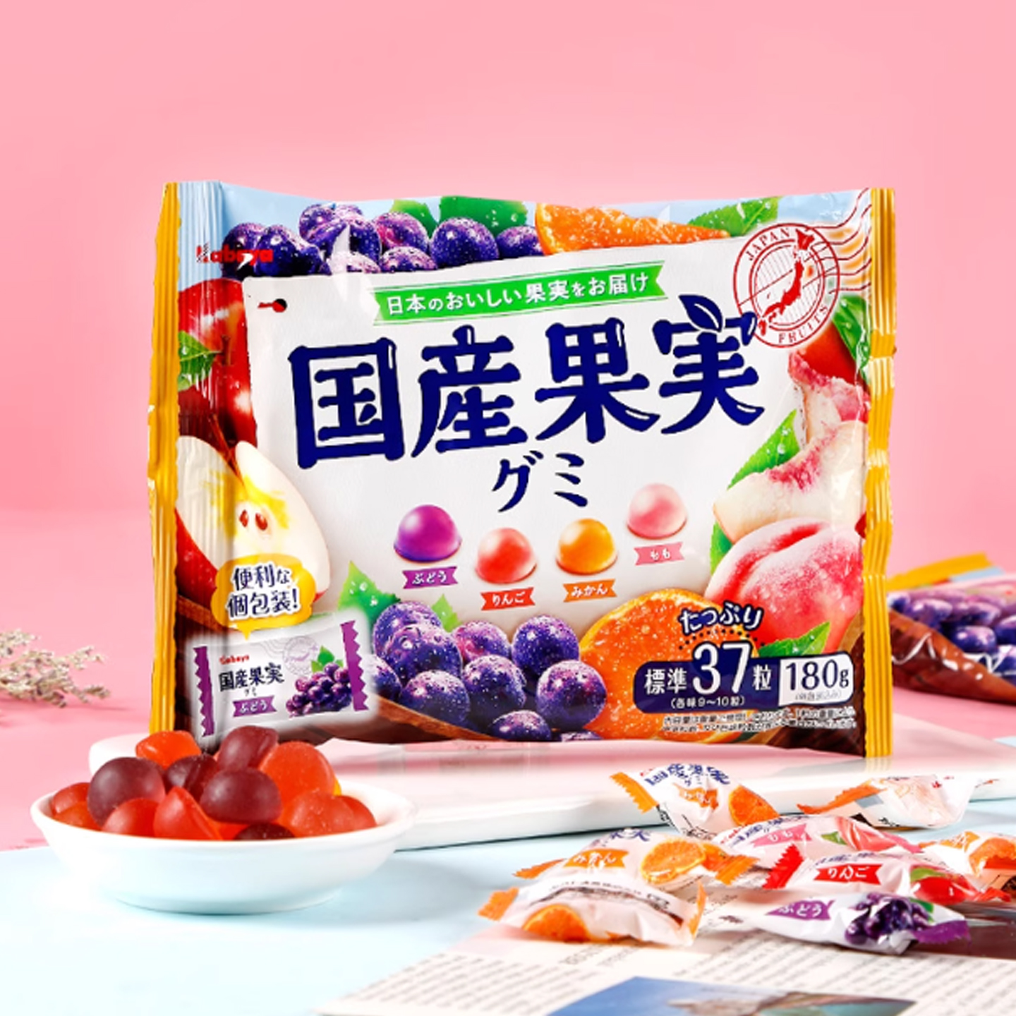 日本进口kabaya卡巴也什锦果汁软糖28颗QQ水果糖果结婚喜糖零食