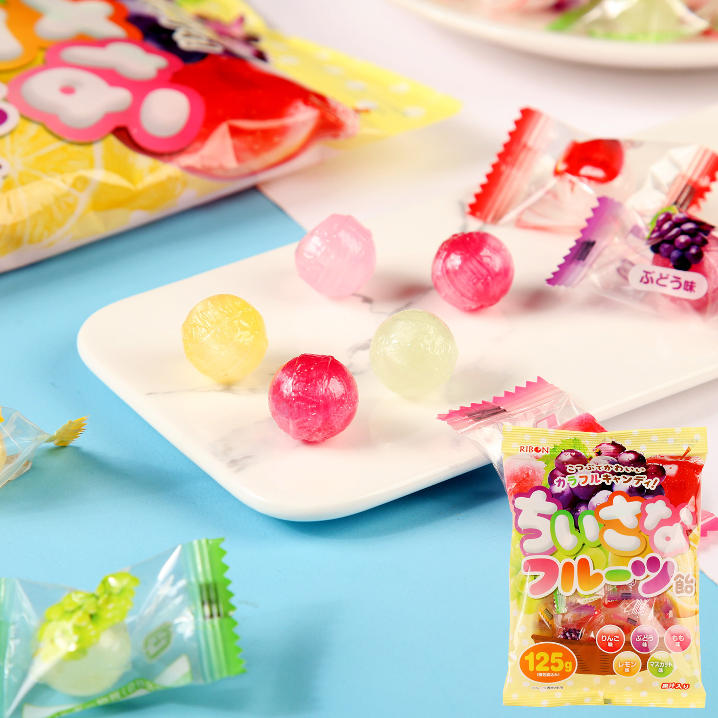日本进口理本ribon水果糖硬糖5种口味什锦果汁汽水糖结婚喜糖