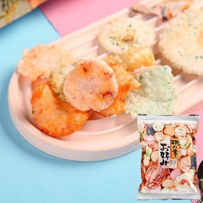 日本进口池田屋虾片酥脆什锦海味仙贝虾米饼米果膨化网红小零食