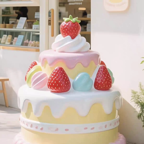 网红蛋糕店门头大型玻璃钢雕塑