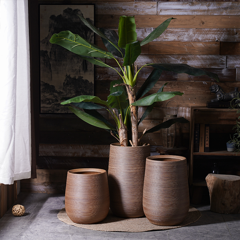 景德镇落地陶瓷花盆别墅庭院装饰北欧大口径发财树高盆绿植大盆