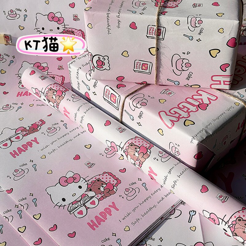 ins风高颜值KT凯蒂猫包装纸大尺寸DIY卡通礼品礼物鲜花礼物打