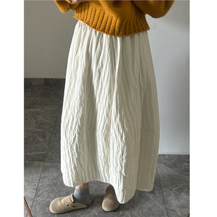 加绒里衬2025年肌理感气球裙半身裙日系简约半身裙百搭显瘦