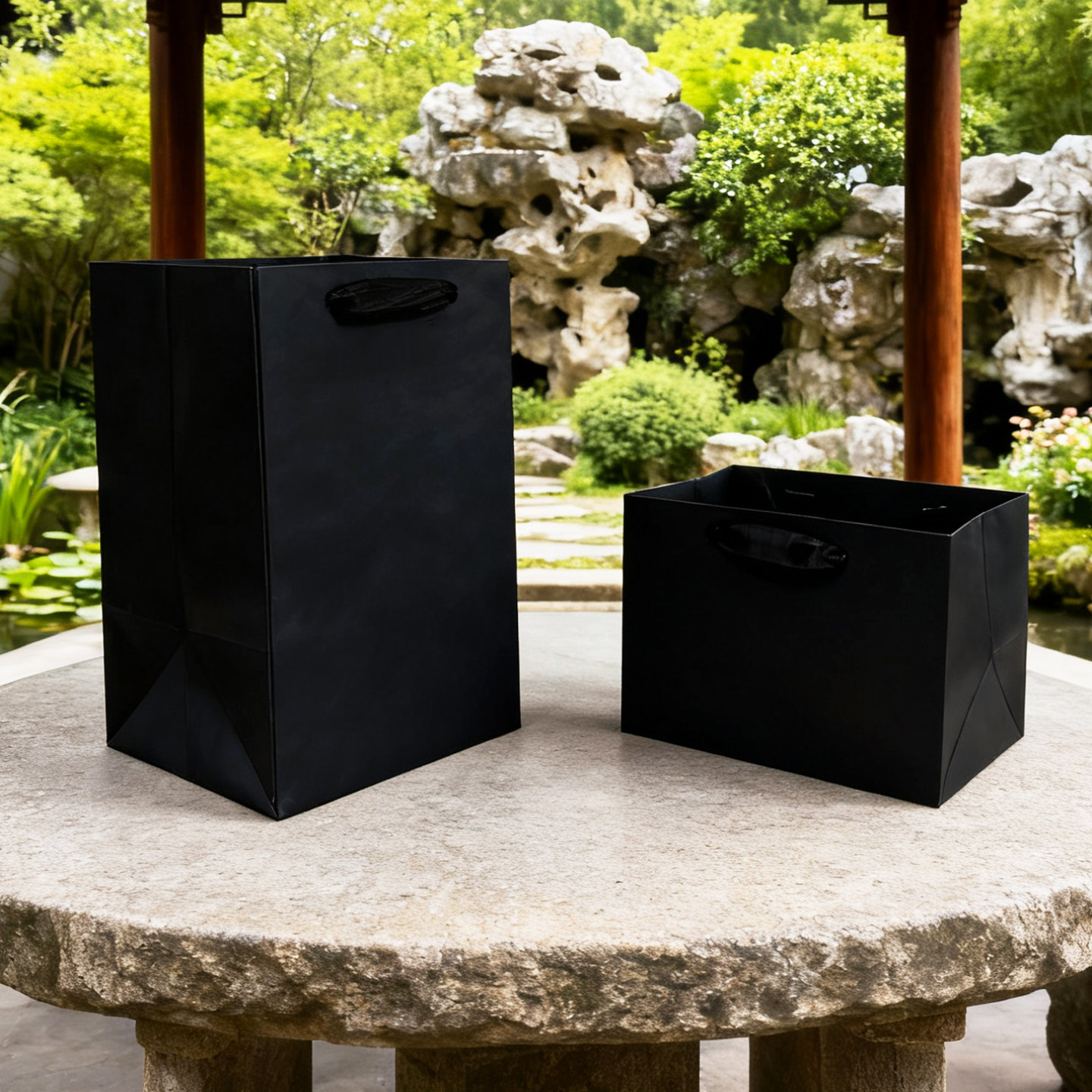 大气加厚黑卡正方形方体袋蛋糕手提袋礼品袋肉酱蜂蜜包装袋可定制