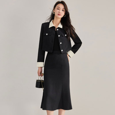 轻熟风时尚洋气小香风鱼尾套装裙