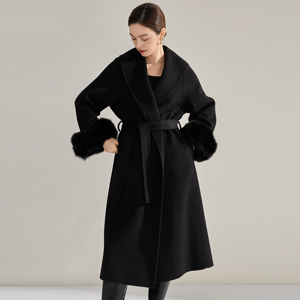 25冬装高端时尚气质狐狸毛外套富家千金氛围感羊毛呢子大衣女长款