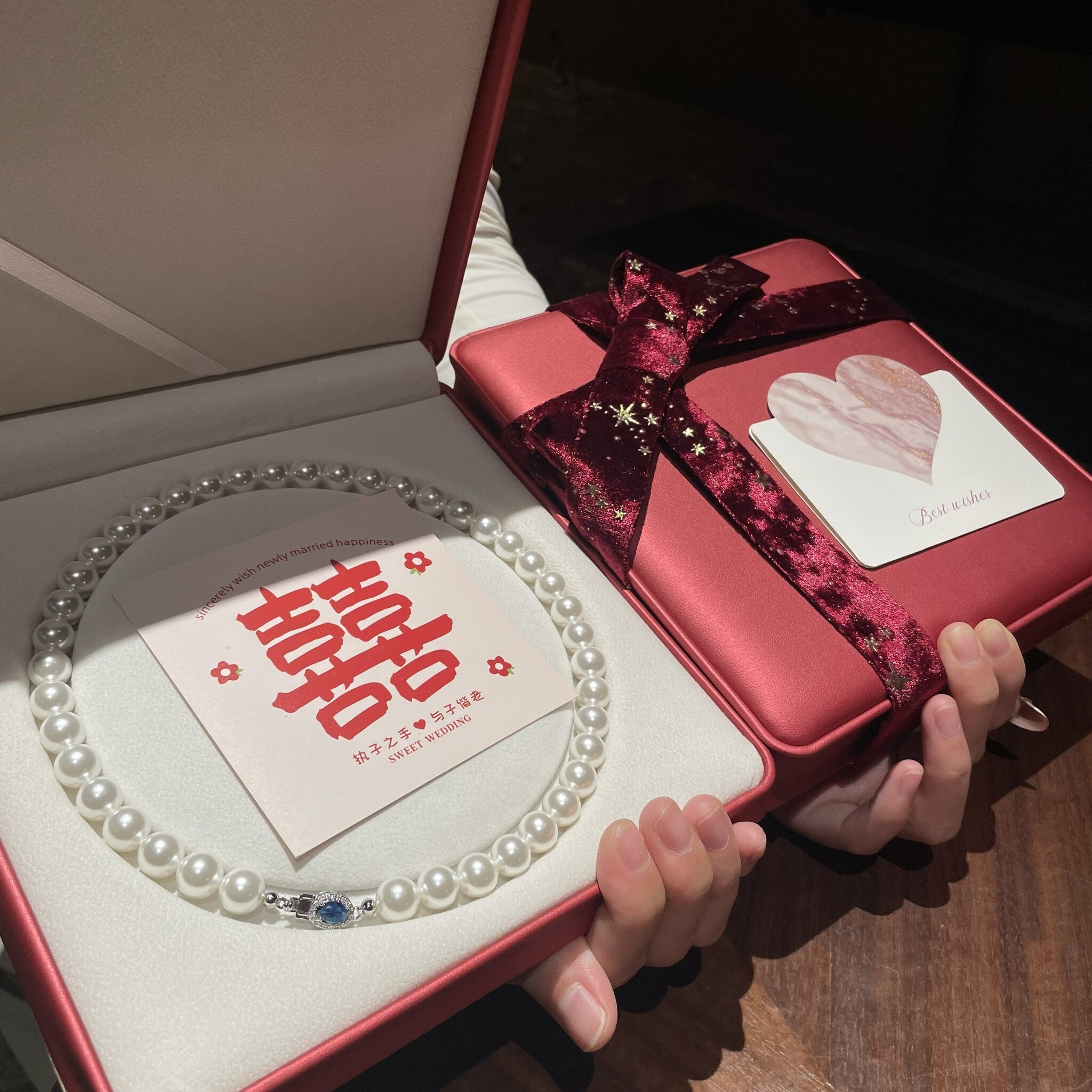 姐妹结婚新婚送礼物温莎蓝宝珍珠项链耳钉套装送妈妈轻奢大气高贵