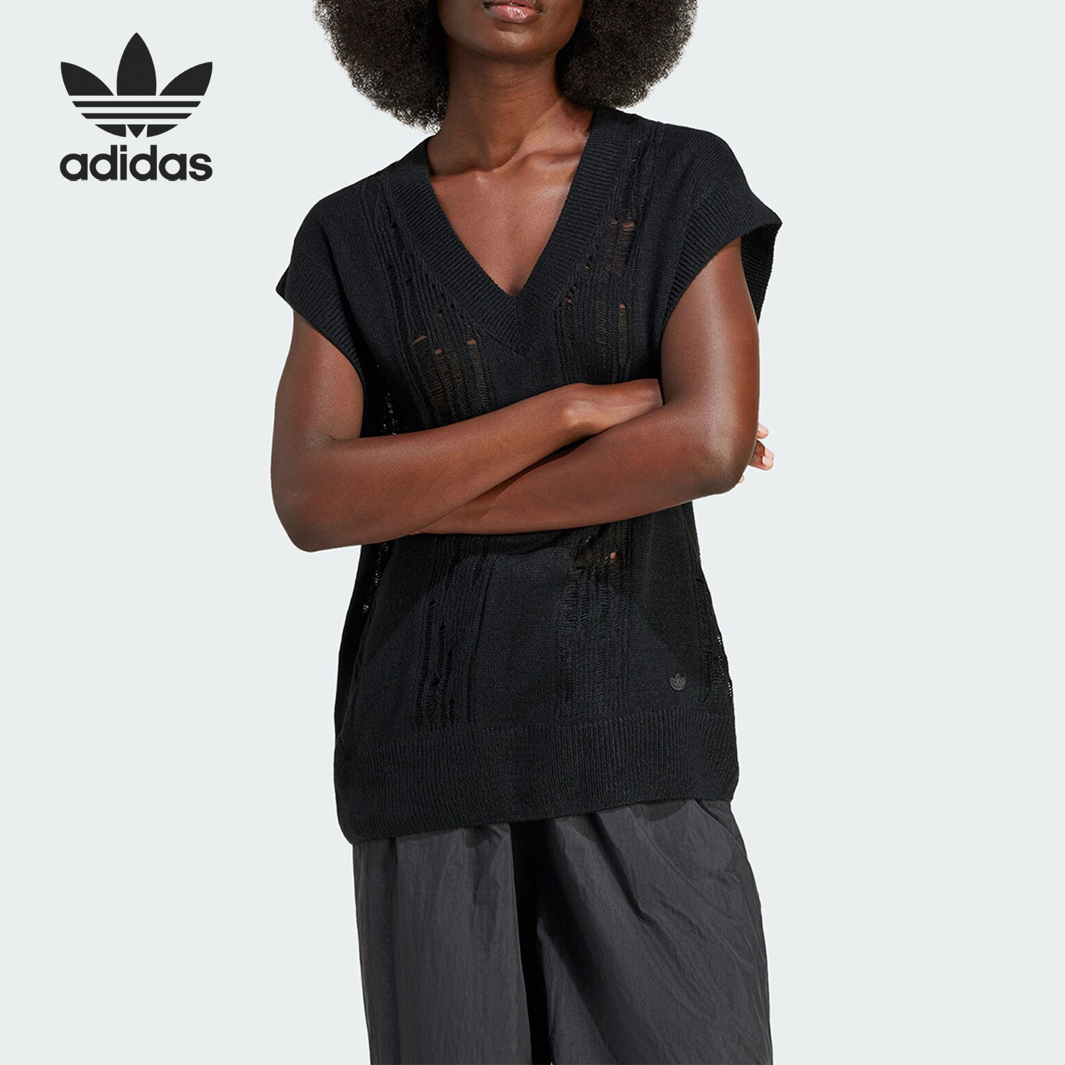 adidas/阿迪达斯正品三叶草女士针织透气休闲运动背心iw0263