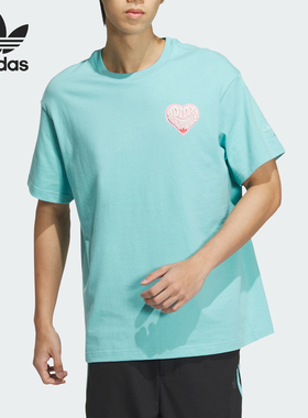 Adidas/阿迪达斯正品三叶草情侣款印花宽松针织短袖T恤JE3471