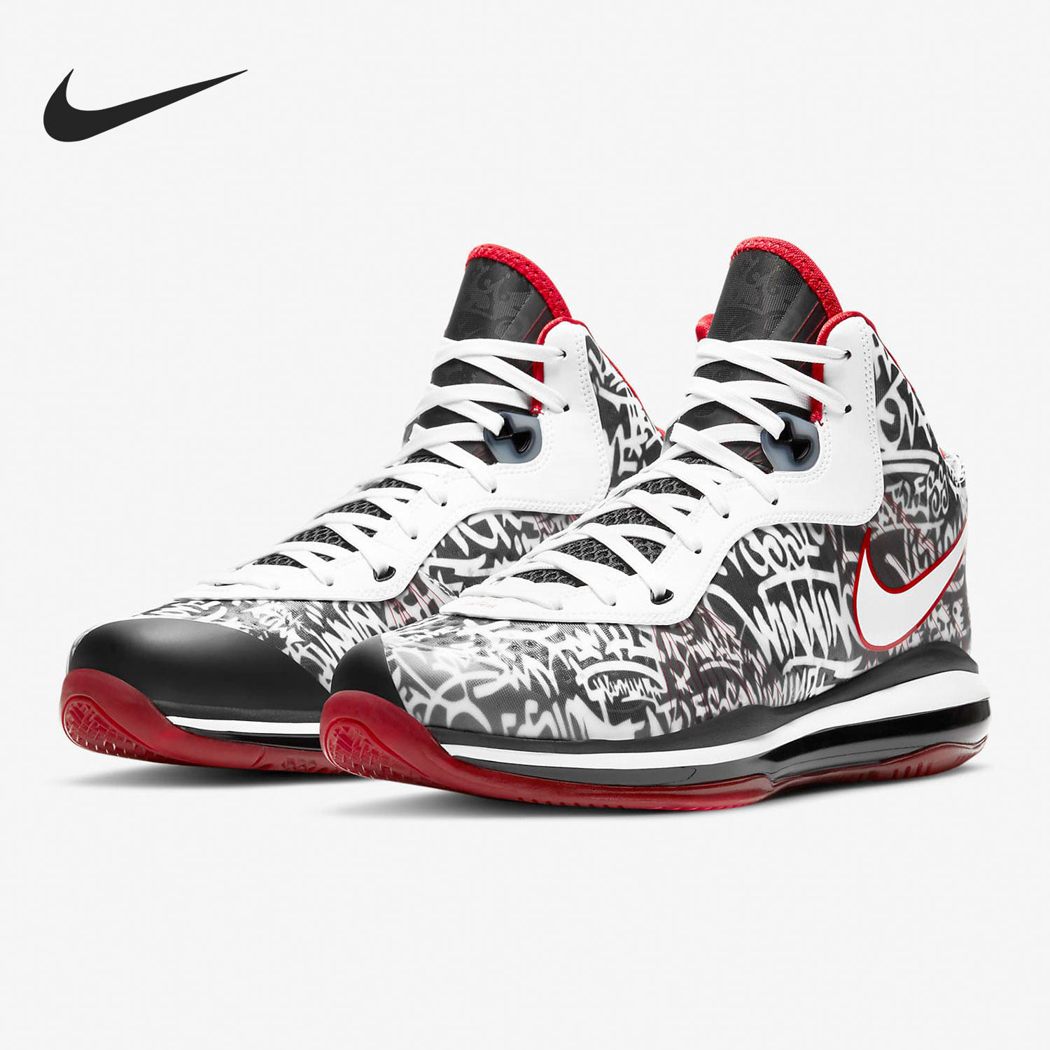 nike/耐克正品lebron 8 lbj詹姆斯8代黑红涂鸦 篮球鞋 dd8306-001