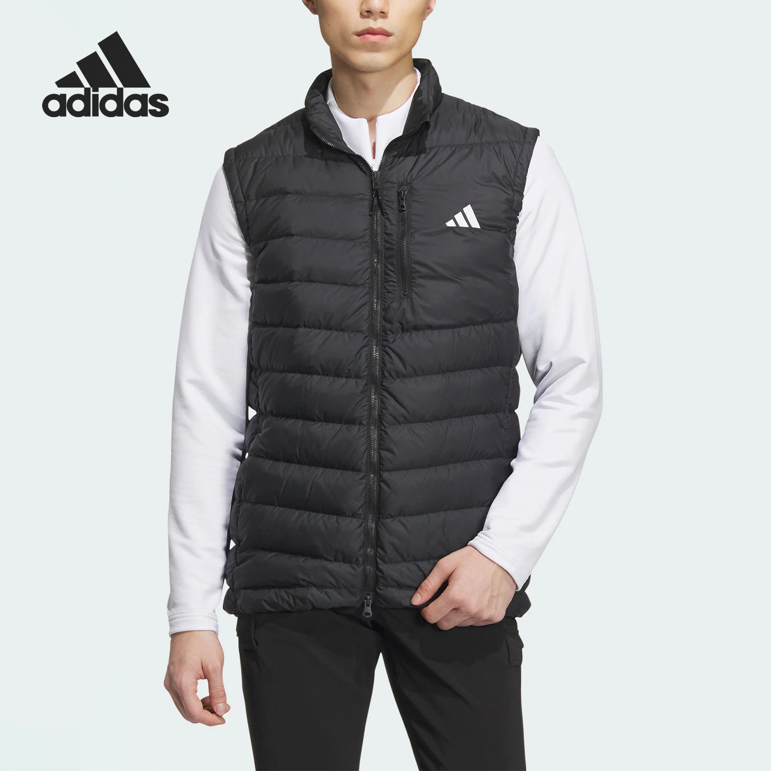 阿迪达斯男士运动羽绒背心马甲