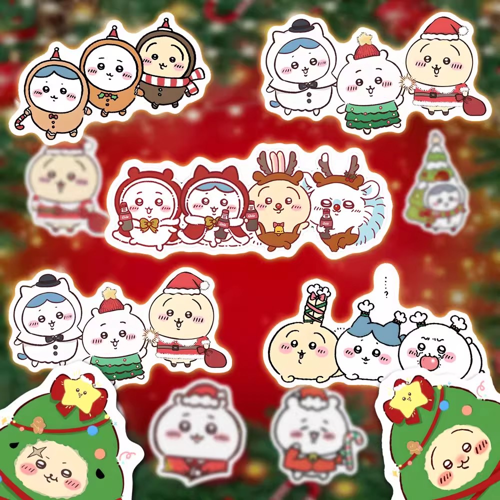 136张吉伊卡哇圣诞贴纸创意chiikawa圣诞氛围感装饰手账桌面贴画