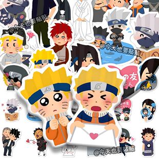 96张火影忍者Q版改图贴纸日漫周边鸣佐二次元可爱表情包防水贴画
