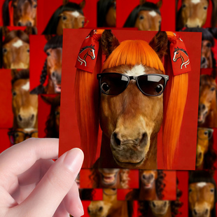 216张本命年马头贴纸十二生肖鸿运背景图装 饰手机壳手账本diy贴画