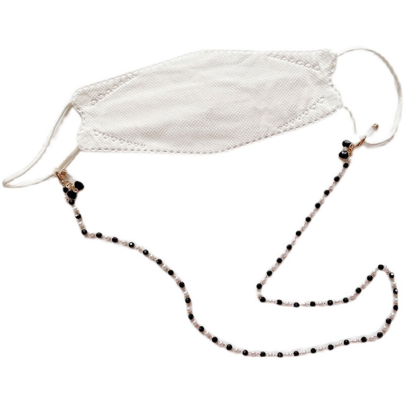 MASK CHAIN BLACK BEAD CHAIN BOW PENDANT RICE BEAD CHAIN VINTAGE VERSATILE GLASSES CHAIN WIRELESS BLUETOOTH HEADPHONE CHAIN