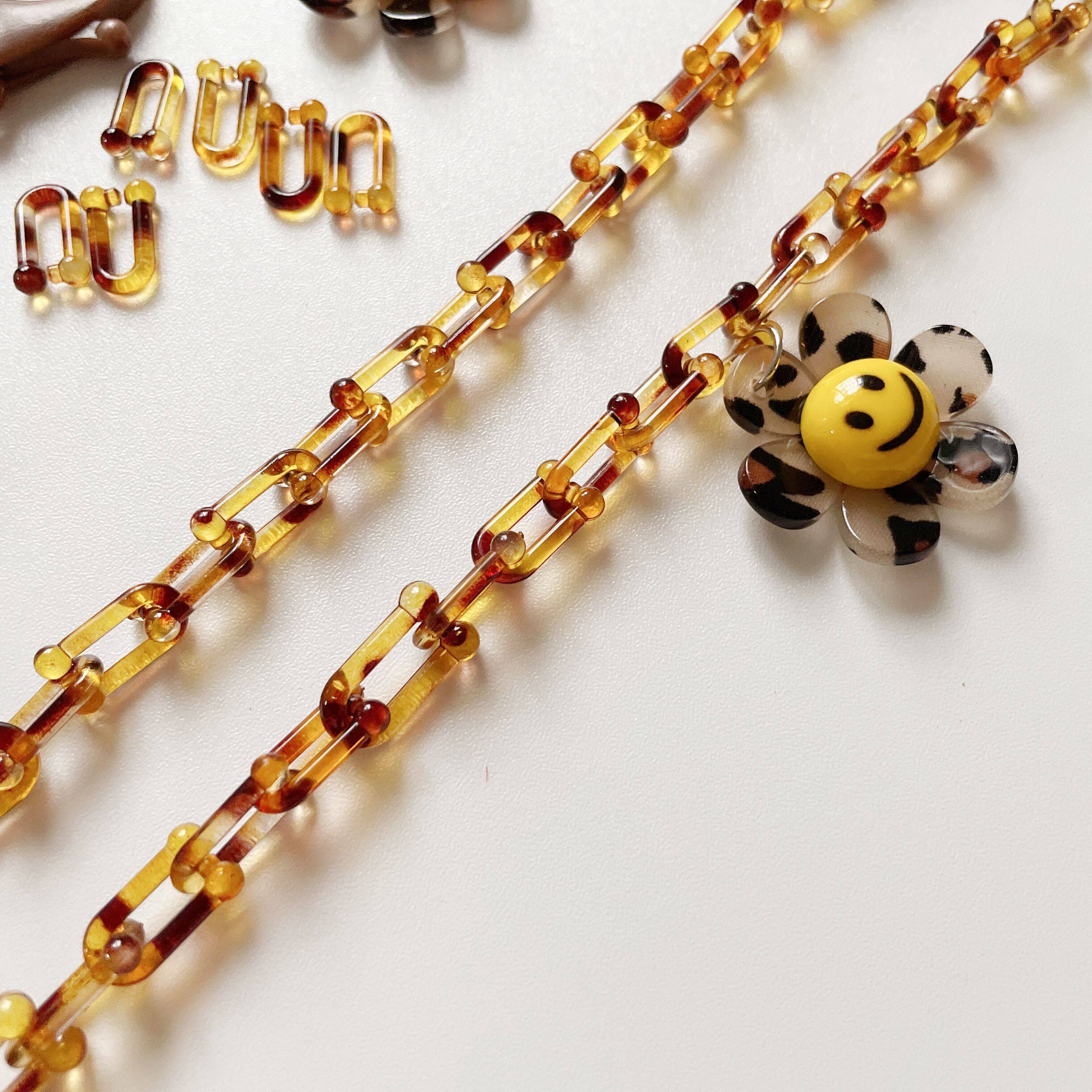 KOREAN INS SAME LEOPARD PRINT TRANSPARENT ACRYLIC MASK CHAIN DIY MATERIAL BAG MOBILE PHONE CHAIN GLASSES CHAIN EARPHONE CHAIN