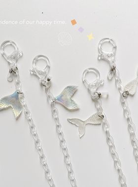 口罩链透明亚克力细链鱼尾吊坠蓝牙耳机链实用眼镜链挂脖简约项链
