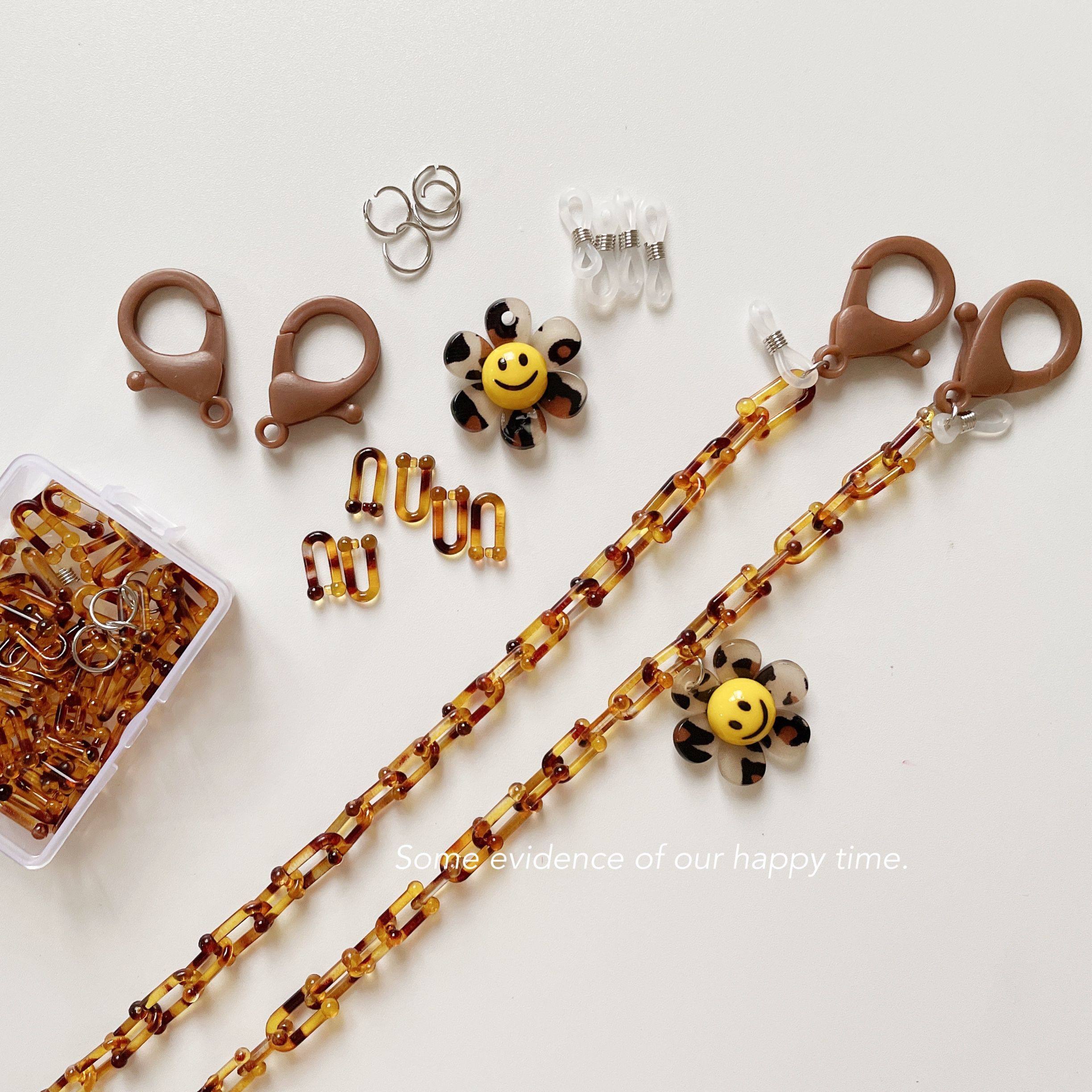 KOREAN INS SAME LEOPARD PRINT TRANSPARENT ACRYLIC MASK CHAIN DIY MATERIAL BAG MOBILE PHONE CHAIN GLASSES CHAIN EARPHONE CHAIN