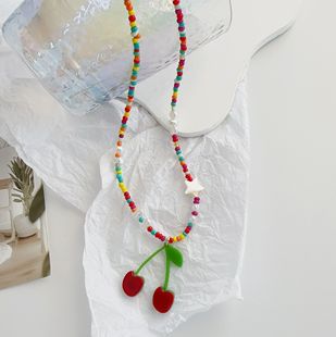 自制原创多色设计高级感串珠樱桃珠子项链