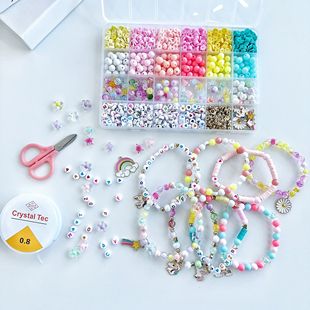 糖果色串珠手工diy材料包穿珠子项链手链益智礼物解压玩具套装