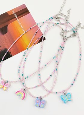 原创蝴蝶项链y2k风串珠链子