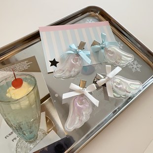 ins风小众设计感天使翅膀蝴蝶结发夹甜美少女心刘海夹碎发夹发饰