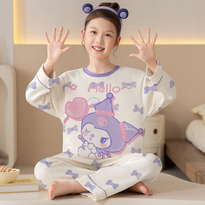 2025女孩睡衣女童春秋季长袖中大童新款库洛米秋冬儿童家居服套装