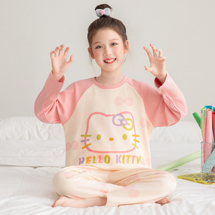 hellokitty猫儿童女童睡衣秋季女孩长袖宝宝中大童家居服套装外穿
