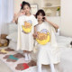 纯棉居家裙子 亲子睡裙100%棉卡通可爱女童公主风加大码 夏季 母女装