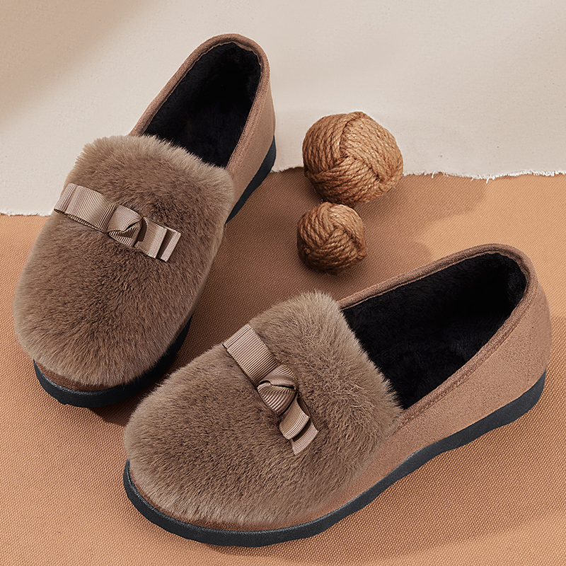 新款一脚蹬棉鞋毛毛鞋女冬加绒