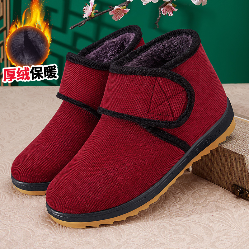 防滑保暖棉鞋冬季加绒老北京布鞋