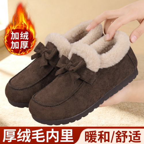 老北京女冬季加绒保暖软底棉鞋