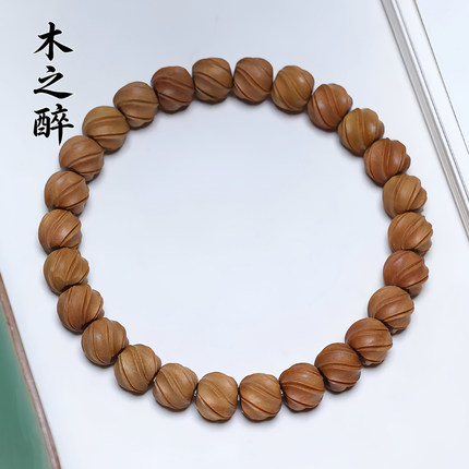 印度老山檀香8×9螺旋异形珠手串归圆26颗素款原木文玩男女手链