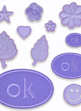 浅紫色羽绒服补丁贴衣服裤子自粘背胶布贴皮衣包包修补破洞绣花贴