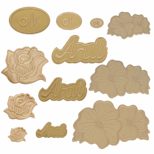 自粘背胶补丁贴卡其色布贴羽绒服皮衣裤 子修补破洞刺绣字母花朵贴