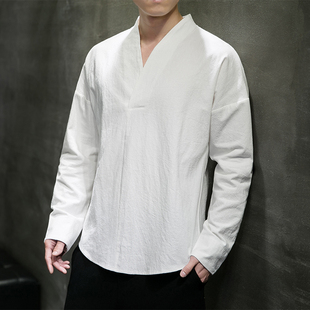 中国风棉麻中式青年唐装男汉服改良版现代新中式春季僧服居士服