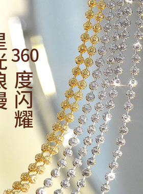 正品意大利星光钻石链925纯银项链女镀18K金无吊坠锁骨链毛衣银链