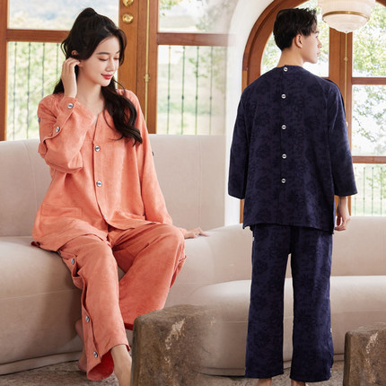 高端艾灸服纯棉前后开衫理疗刮痧按摩中医针灸推拿美容客人用VIP