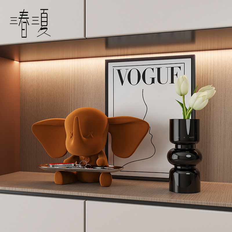 入户鞋柜装饰品摆件轻奢高档客厅入门进门玄关钥匙收纳小飞象托