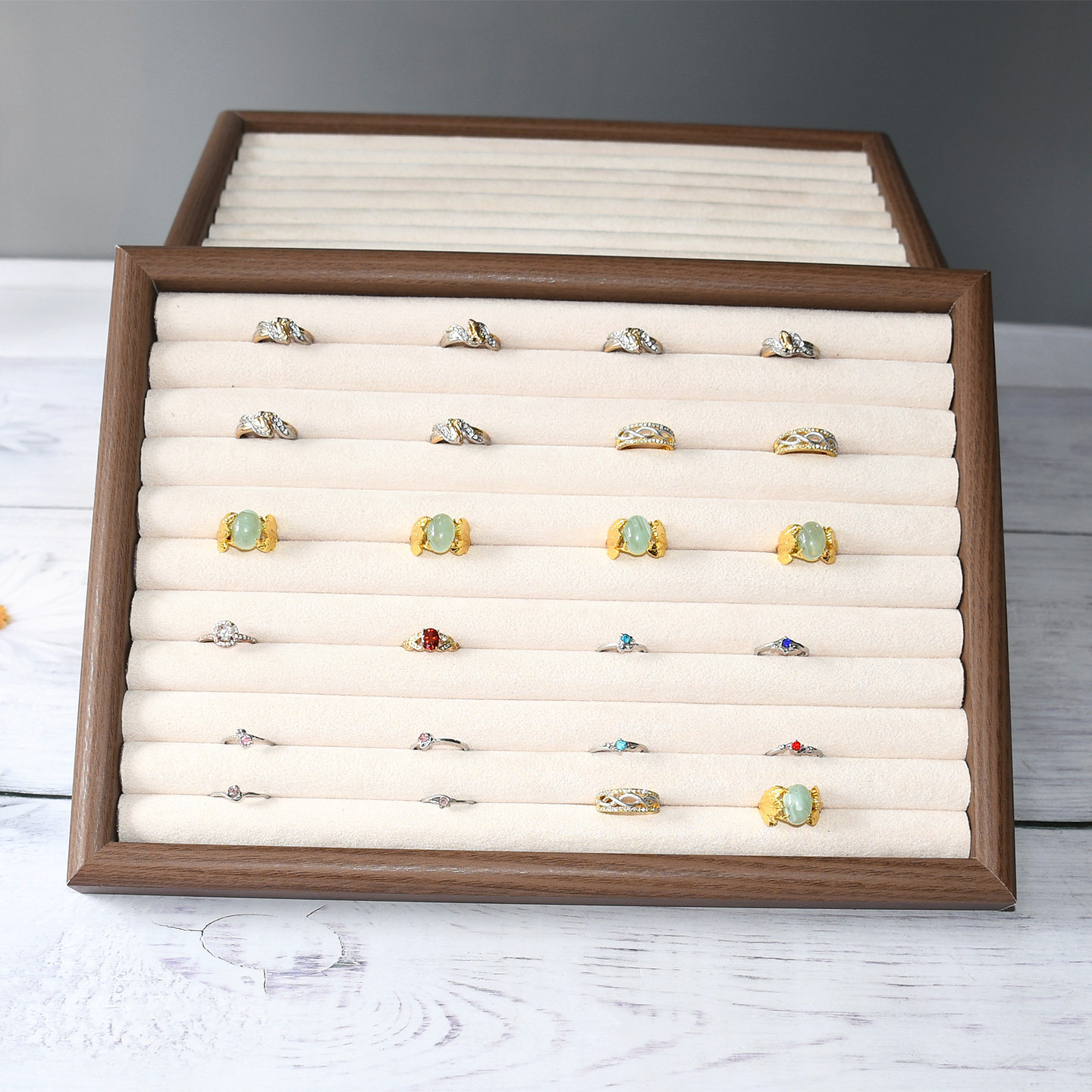 深胡桃色看货盘戒指托盘复古耳钉耳环收纳盒男女指环盒摆摊展示架,饰品/流行首饰/时尚饰品新,首饰展示架,淘宝优惠券,粉丝福利购,淘宝优惠卷