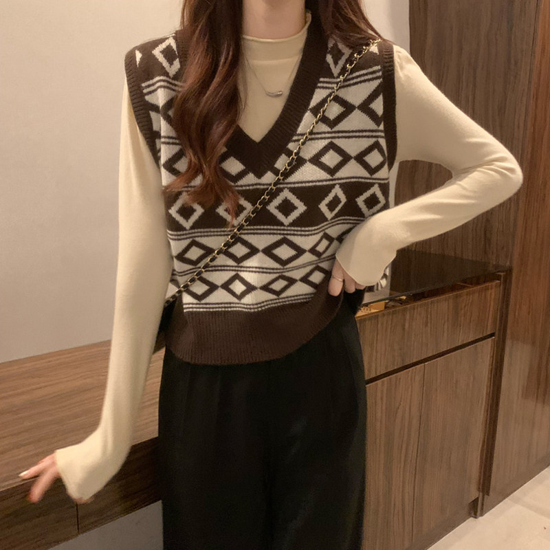 格子毛衣马甲女秋季2025新款爆款叠穿内搭打底背心针织坎肩小马夹,女装/女士精品,马夹,淘宝优惠券,粉丝福利购,淘宝优惠卷