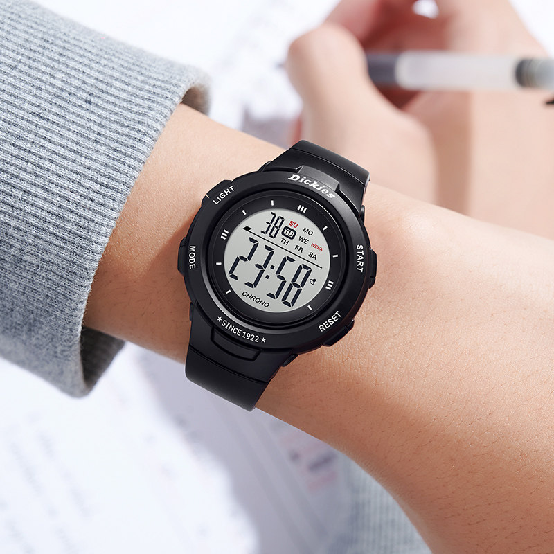 Dickies电子手表儿童女款小学生初中运动防水女孩运动闹钟夜光679
