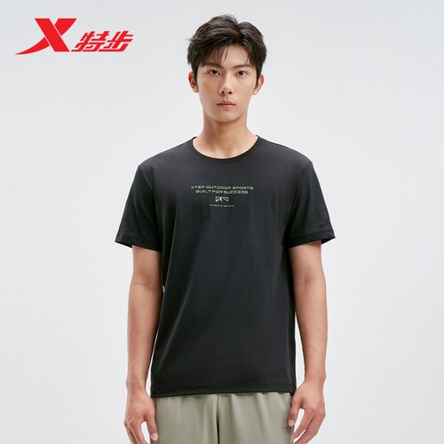 特步圆领短袖男士官方新款夏季训练健身半袖运动短袖975229010038