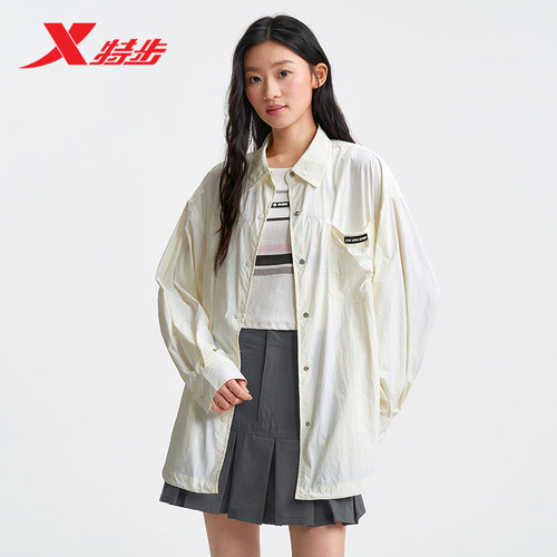 特步长袖衬衫女2025夏季款防晒休闲百搭女装运动上衣9752282A0604