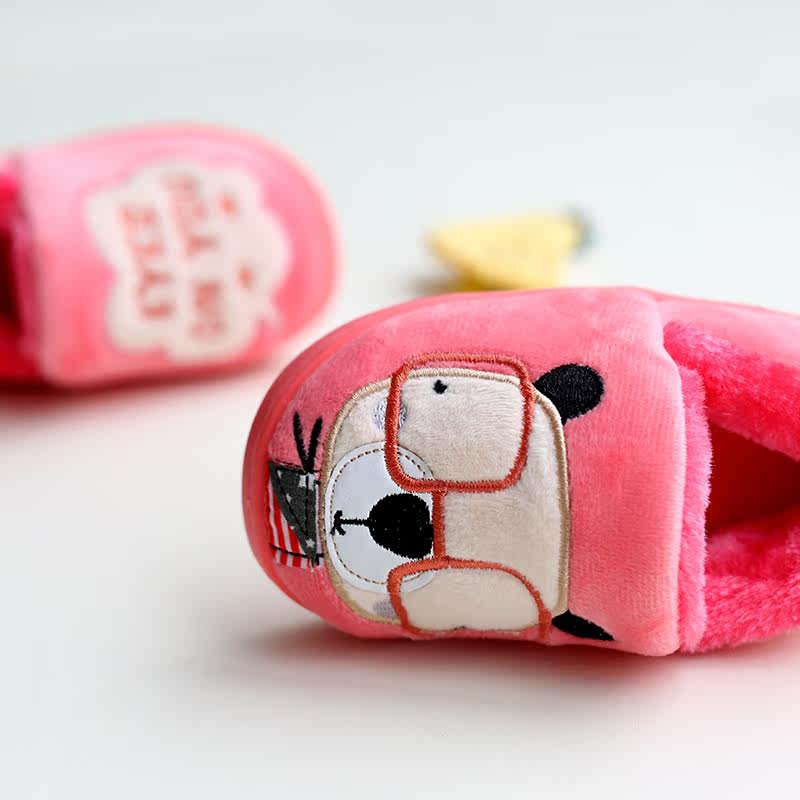 Pantoufles enfants en suède pour hiver - semelle caoutchouc - Ref 1035414 Image 4