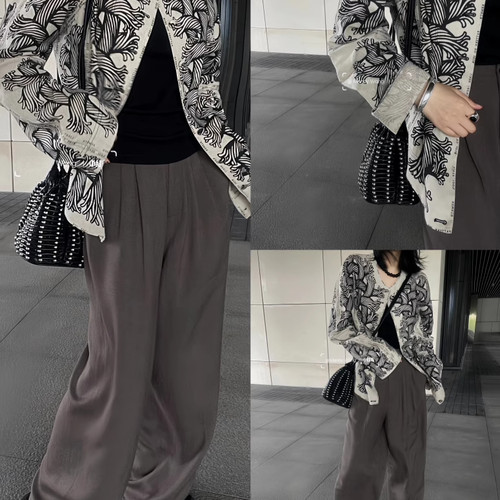 100%亚麻绳结定位印花短外套