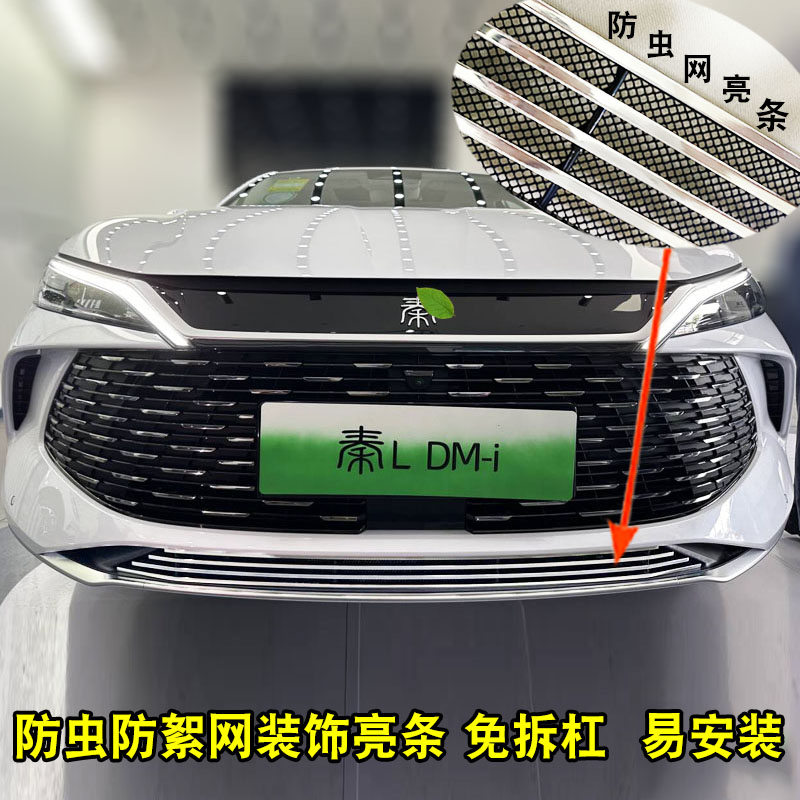 比亚迪秦L dmi中网外观改装件汽车前脸保险杠防虫防絮网专用亮条